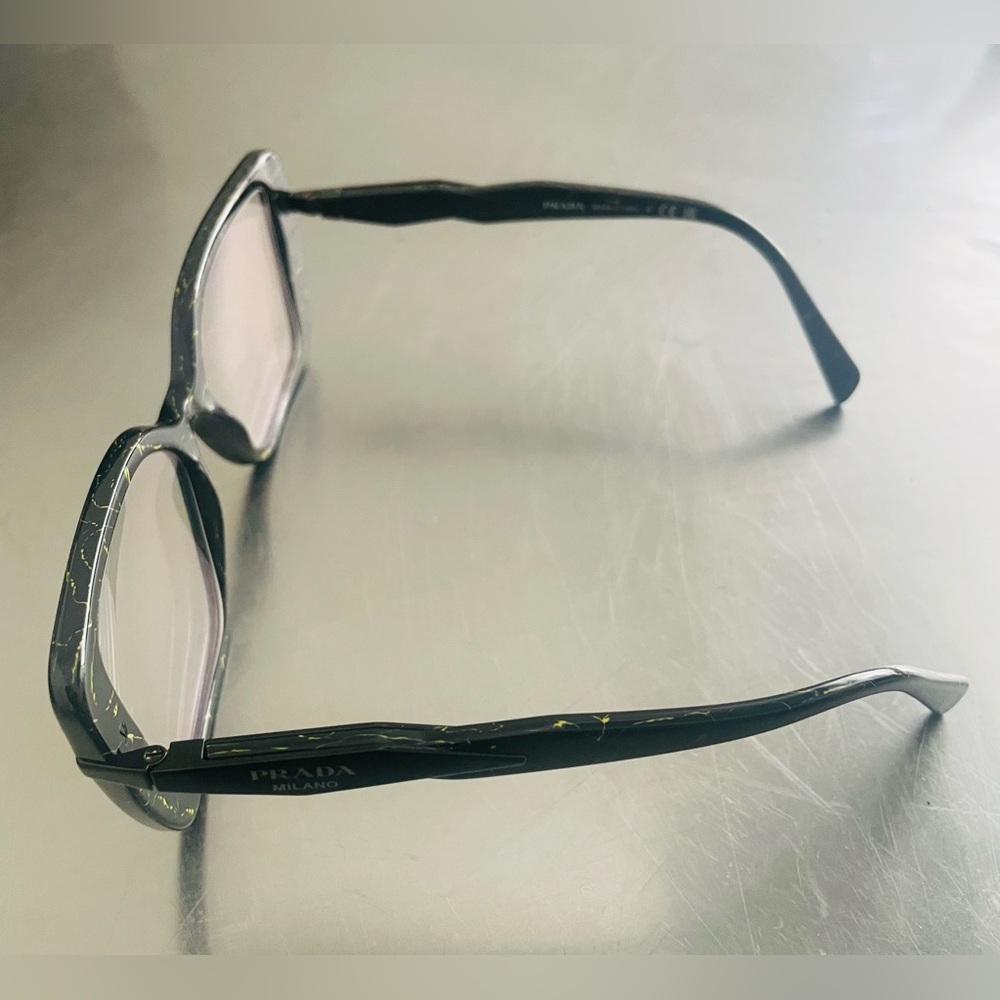 PRADA VPR O3Z Eyeglasses Black / White Marbled Square Eyeglasses With Hard Case - Picture 4 of 12